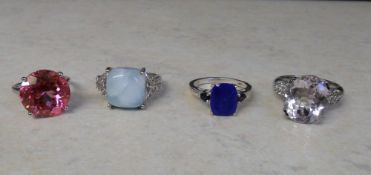 4 silver dress rings size N/O, M/N, N/O