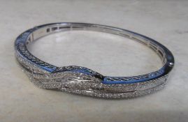 Silver bangle with diamond chips