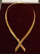 18ct gold chain link necklace, approx we