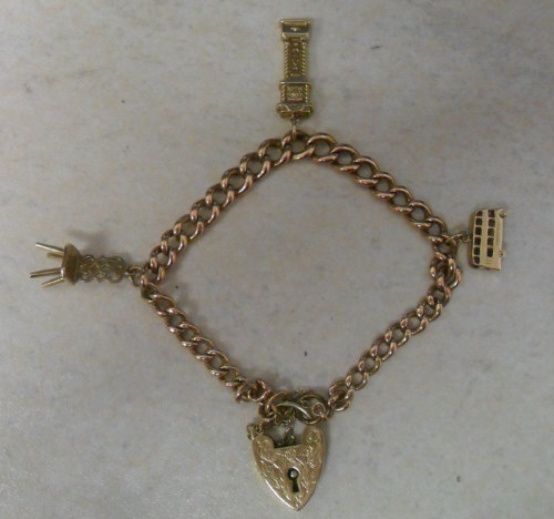9ct gold link bracelet with padlock and