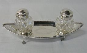 Silver and cut glass condiment set Londo