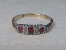 9ct ruby and diamond ring size S