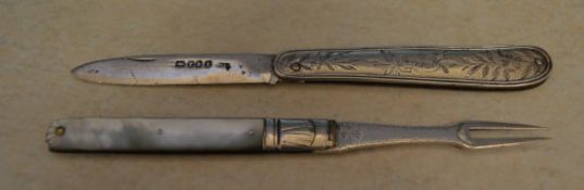 Silver knife & silver/mother of pearl po