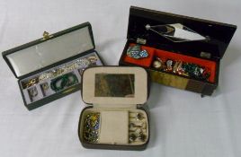 3 Jewellery boxes with various contents