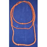 3 red coral necklaces