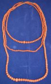 3 red coral necklaces