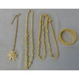 2 strings of antique ivory beads, antiqu