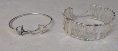 2 silver bracelets total weight 0.88 oz