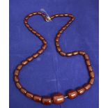 String of 53 cherry amber beads 86cm len