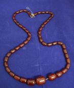 String of 53 cherry amber beads 86cm len