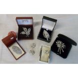 Selection of diamante costume brooches,
