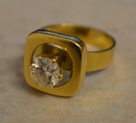 18ct gold diamond ring, diamond approx 1