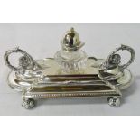 Silver plate inkwell stand