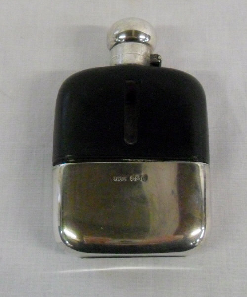 Silver hip flask Sheffield 1900 Maker Ja