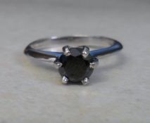 9ct white gold black diamond solitaire r