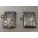 2 silver vesta cases Birmingham 1905 and
