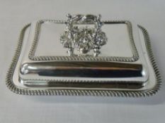 Silver plated entree dish and cover with
