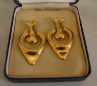 Pair of Italian 9ct gold drop earrings,