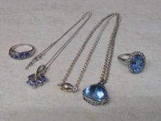 2 silver pendants and ring sets