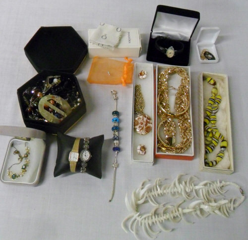 Various costume jewellery and watches in