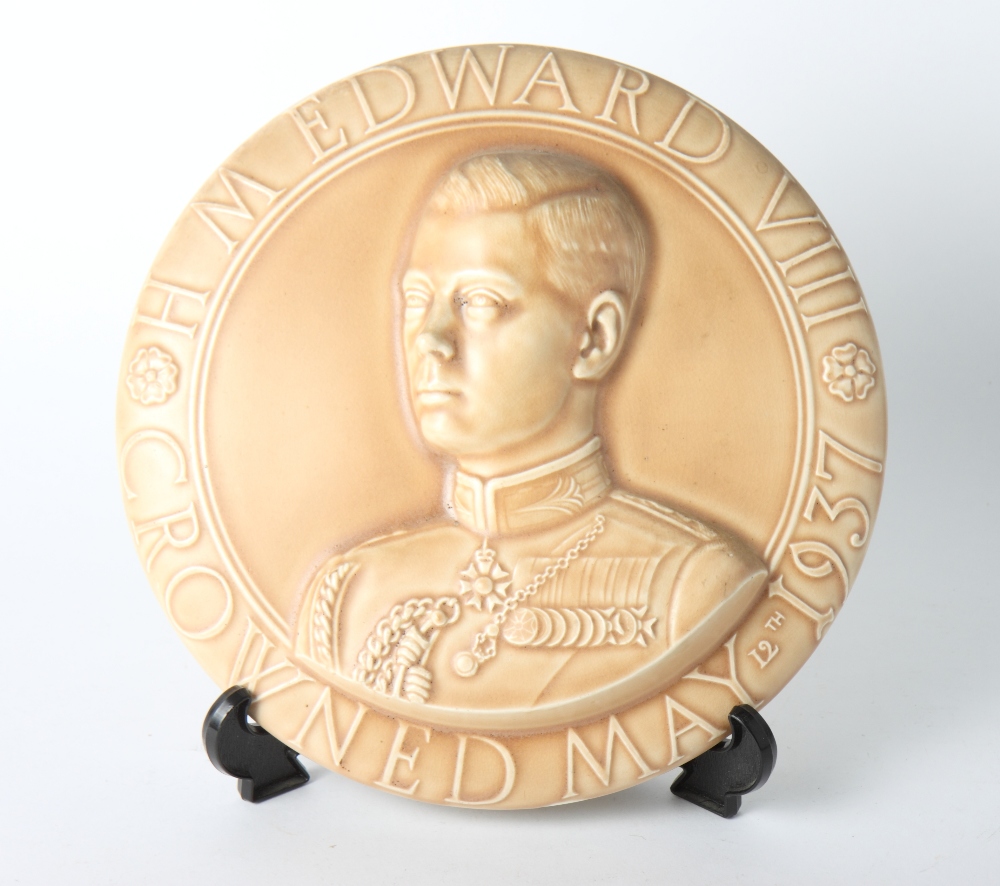 A Burleigh ware pottery wall plaque commemorating Edward VIII's Coronation