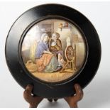 A 19th Century pot lid, "Persuasion", in ebonised frame