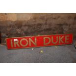 A replica brass "Iron Duke" locomotive name plate