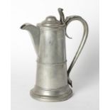 A Charles Bray pewter flagon with trigger hinged lid, 14 1/2" high