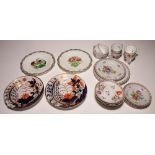 A pair of Minton dessert plates painted flowers, two 19th Century dessert plates decorated Imari