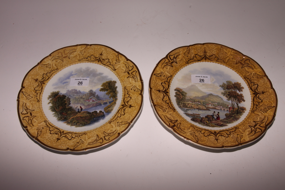 Two 19th Century Pratt ware plates with landscape decoration and figured borders - Image 2 of 2