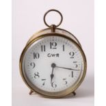 A Great Western Railway barrel clock number 5787 with presentation inscription "Claude from mess