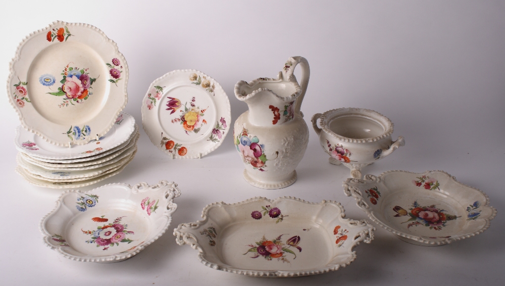 A mid 19th Century bone china floral decorated dessert service comprising eight plates, four dishes, - Image 2 of 2