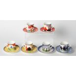 A set of six "Clarice Cliff" centenary limited edition coffee cans and saucers and other items of