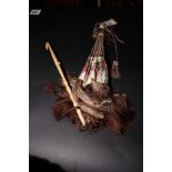 A Victorian parasol with printed silk fringed cover and jointed turned ivory handle with
