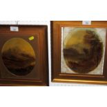 After Walter Williams: a pair of oval oil paintings, landscapes, in gilt frames