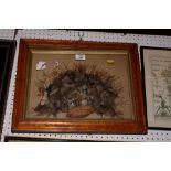 A pair of 19th Century three-dimensional pictures formed from seaweed, in maple frames, and one