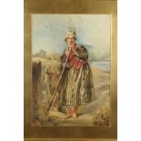 E Monet: watercolours, fisher girl, 17 1/2" x 12"