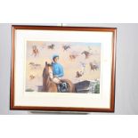 Linklater: a signed limited edition coloured print, "Frankie Dettori's Ascot Seven", 19" x 26",