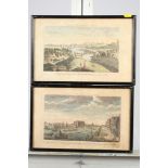 Four 18th Century framed coloured prints, including views of Dublin, Amsterdam and Paris, and a