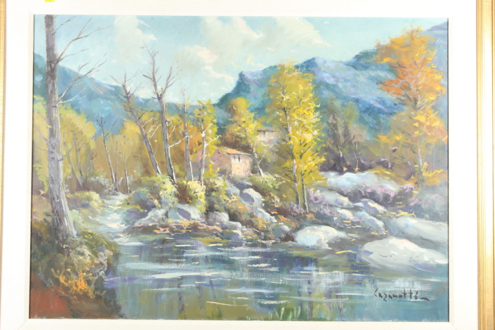 Arlene Cornell: watercolours, American farm, 20" x 27", and another painting, river landscape with - Image 2 of 2