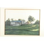 Arlene Cornell: watercolours, American farm, 20" x 27", and another painting, river landscape with
