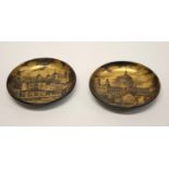 A pair of 1960s gilt decorated Portmeirion nut dishes depicting St Paul's and the Tower of London