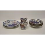 A pair of Spode tobacco leaf trios and two extra saucers (restored)