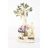 An 18th Century Meissen porcelain figure group, "The Cherry Pickers", 11 1/2" high (slight damages)