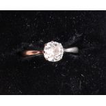 An 18ct white gold solitaire diamond ring set old cut diamond of approximately 1 carat