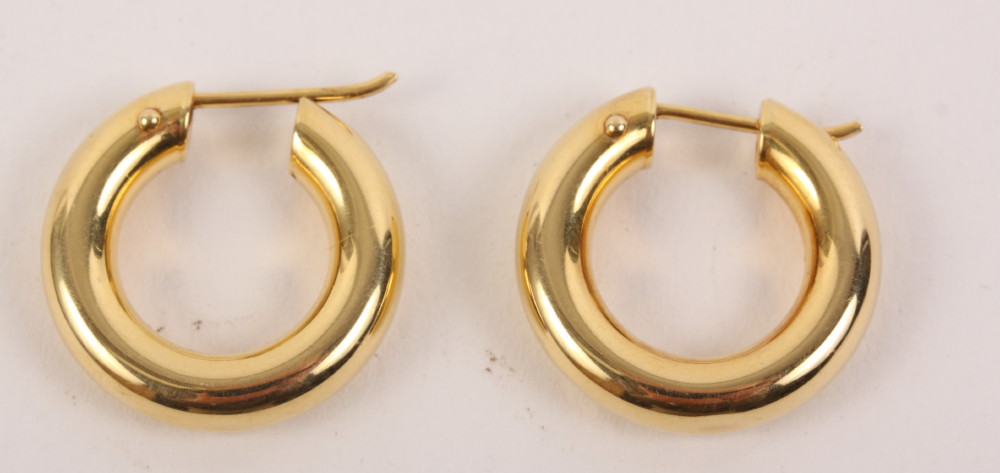 A pair of 18ct gold hoop earrings, 5.3g