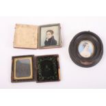 An early Victorian portrait miniature, said to be Henrietta Morden, 2" x 1 1/2", in hardwood