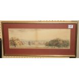 A 19th Century watercolour, parkland with figures, 16 1/2" x 5 1/2"