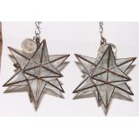 A pair of glass "star" hall lanterns