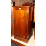 A Maple & Co walnut ledge back pot cupboard enclosed one door, on block base, 15" wide